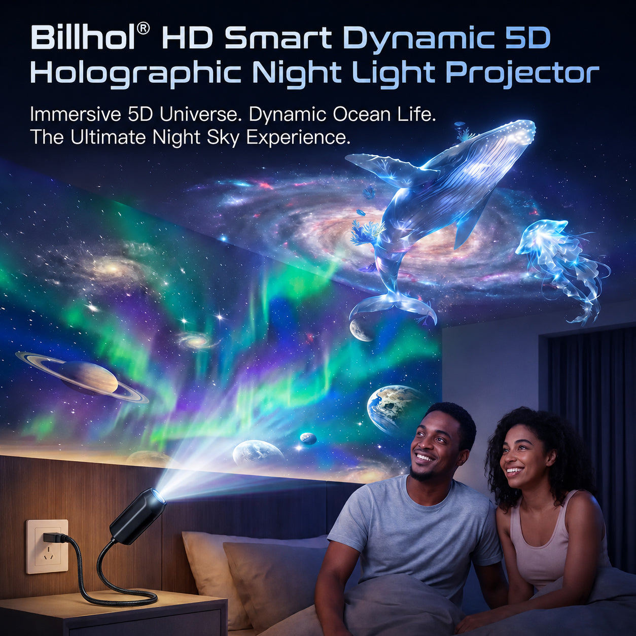 Billhol® 🇬🇧 Night Light Projector  - Smart Holographic Star Projector
